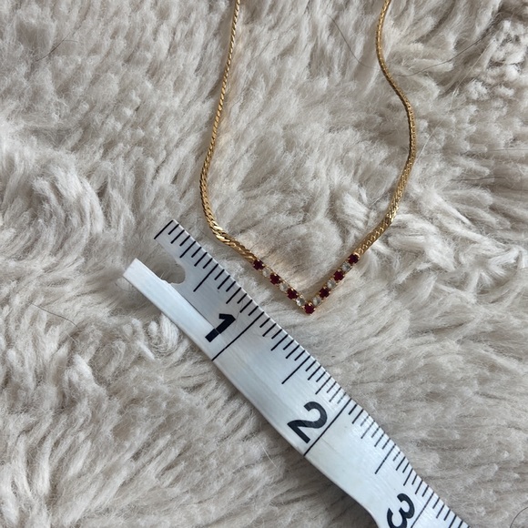 VINTAGE Avon red and CZ short gold snake chain necklace - Picture 5 of 6
